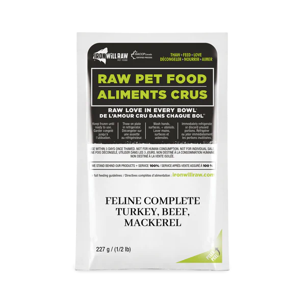 IRON WILL RAW - FELINE COMPLETE: TURKEY, BEEF & MACKEREL DINNER