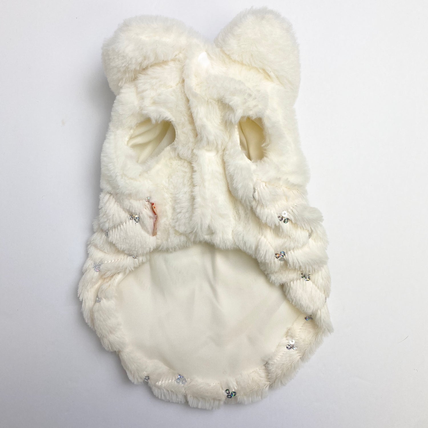 LWD - White Fur Jacket with Black Bow