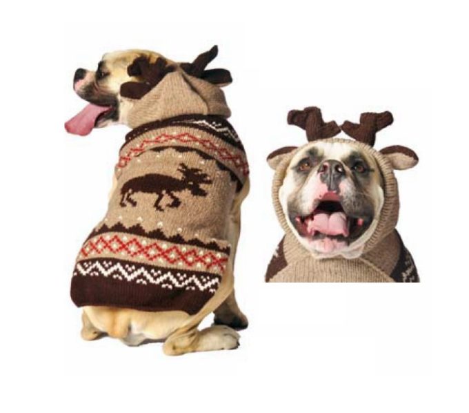 Chilly Dog - Hand Knit Wool Dog Sweater Moosey Hoodie