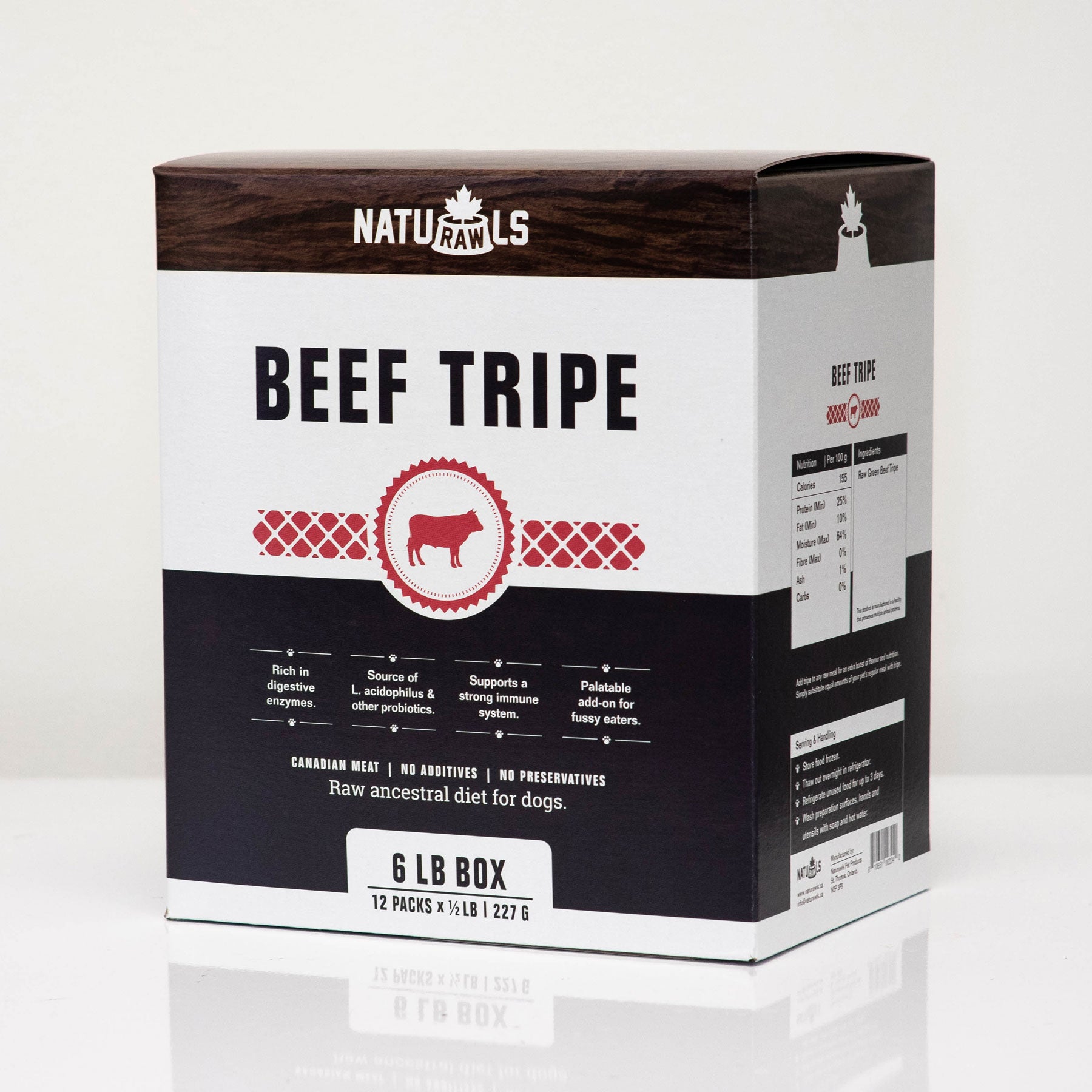 NATURAWLS - BEEF TRIPE - 1/2lbs - Woofur Natural Pet Products