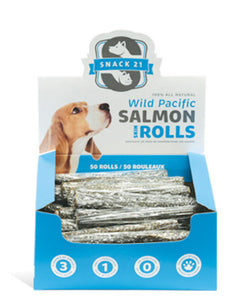 Snack21 - Wild Pacific Salmon Skin Roll Treats - Chubbs Bars, Treats - pet shampoo, Woofur - Chubbs Bars Company, Woofur Natural Pet Products - Chubbs Bars Canada