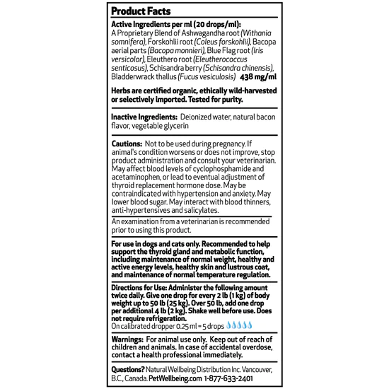 Pet Wellbeing - Thyroid Support Silver - for Low Thyroid in Dogs | 2oz/ 4oz.