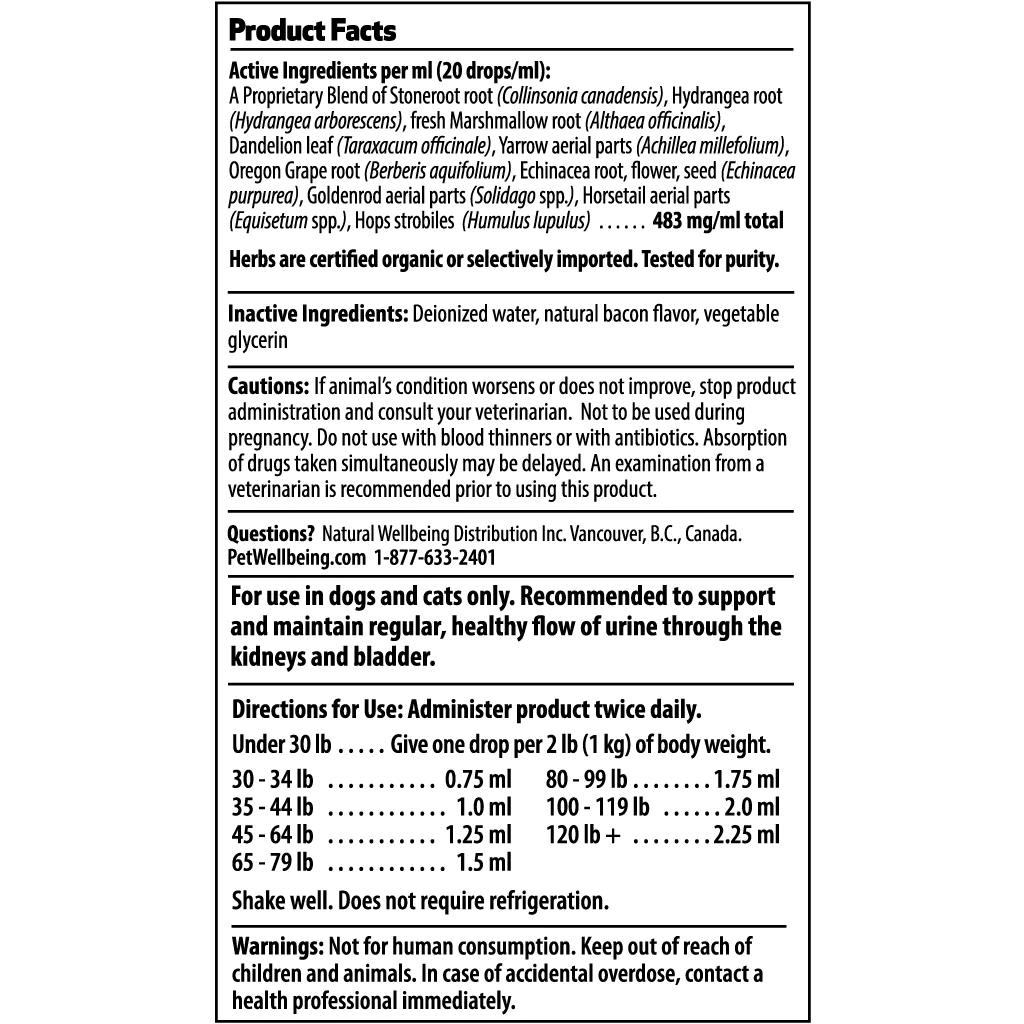 Pet Wellbeing - Urinary Gold (Dogs) - 2oz.